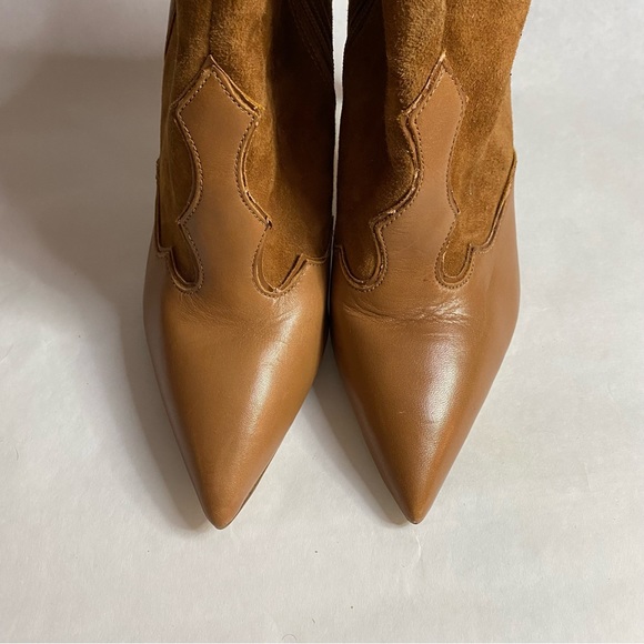 Sam Edelman Bradley Brown Leather Suede Booties - Picture 3 of 11